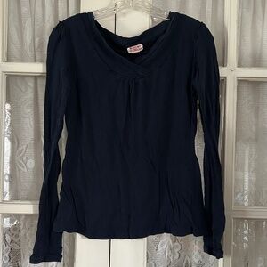 😉Bundle Days😉Women’s V-Neck Lightweight Top Shirt Criss Cross Neckline Navy Blue